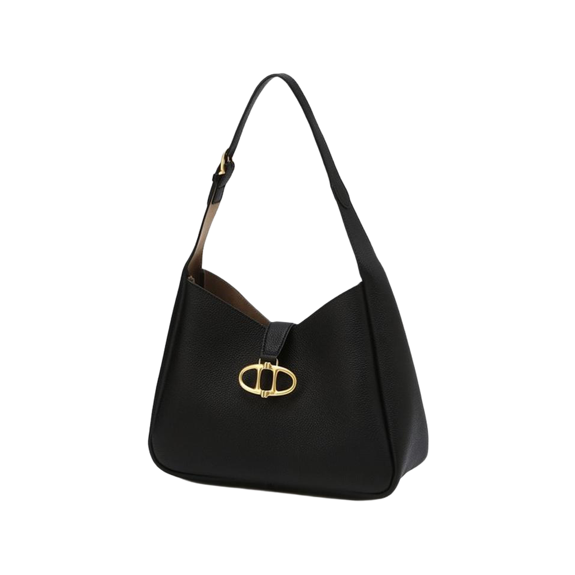 AABA6E407BK Athe Vanessabruno Acc Maron Black Shrunken Leather Hobo Bag M Black