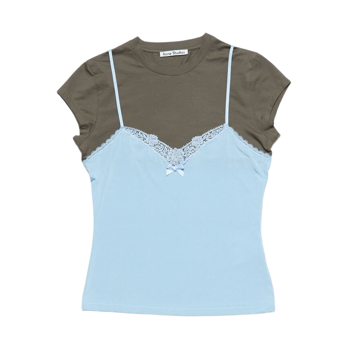 (W) 아크네 스튜디오 레이어드 스트랩 티셔츠 그레이 블루((W) Acne Studios Layered Strap T-Shirt Grey Blue) - 1