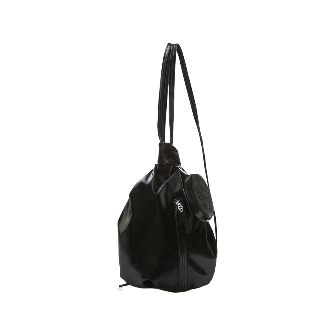 아떼 바네사브루노 액세사리 봉봉 블랙 글로시 숄더백 겸 백팩 M AABA6F130BK(Athe Vanessabruno Acc Bonbon Black Glossy Shoulder & Backpack M Black) - 1