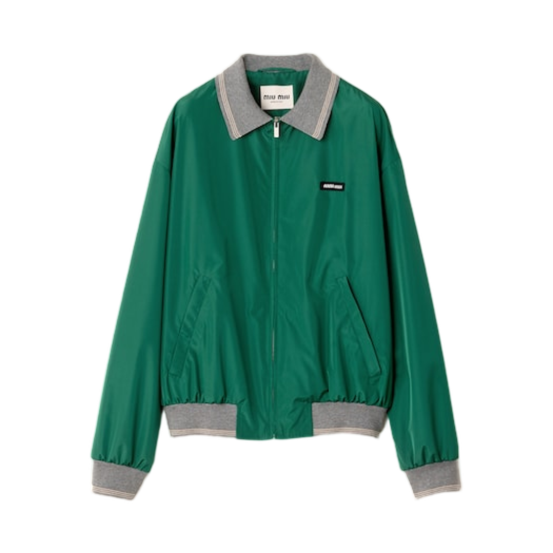 ML1420-18VS-F0089 (W) Miu Miu Technical Poplin Bomber Jacket Green