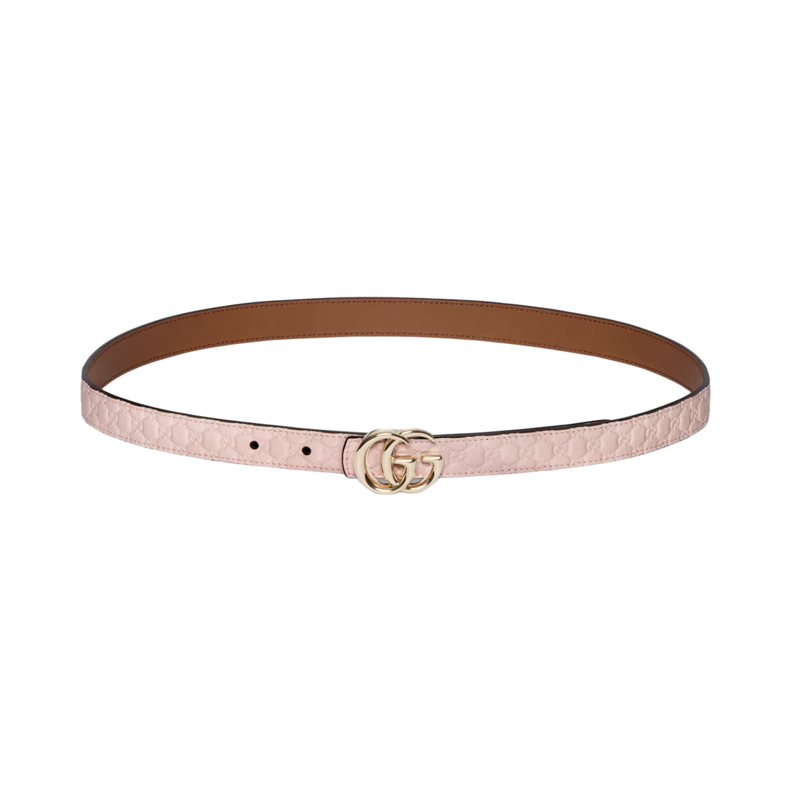 847132-AAFYB-5746 (W) Gucci Reversible GG Marmont Thin Belt Pink Brown