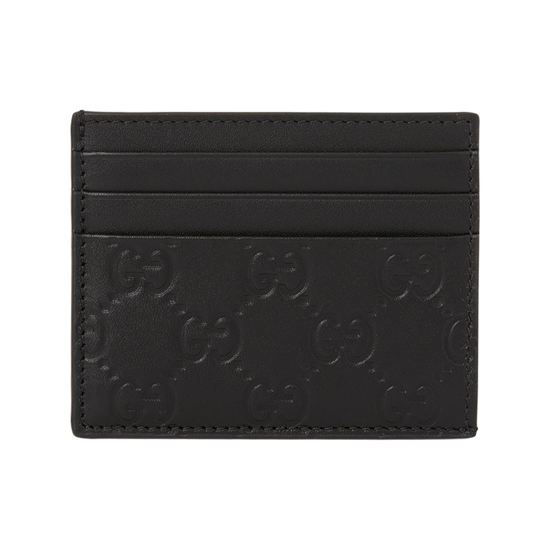 850187-AAFDV-1000 Gucci GG Emblem Card Case Black