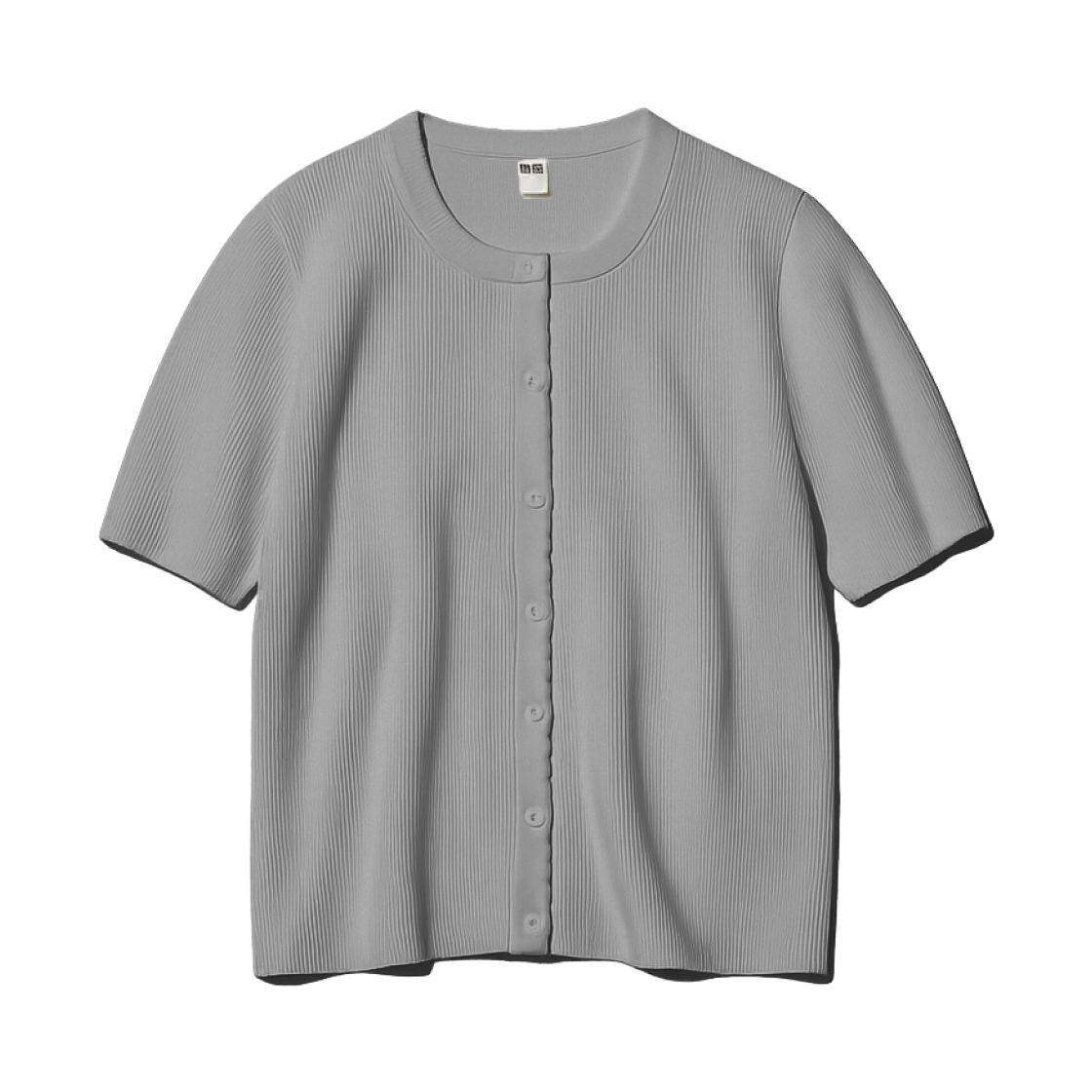 (W) 유니클로 스캘럽드 크루넥 가디건 그레이 - JP((W) Uniqlo Scalloped Crewneck Cardigan Gray - JP)