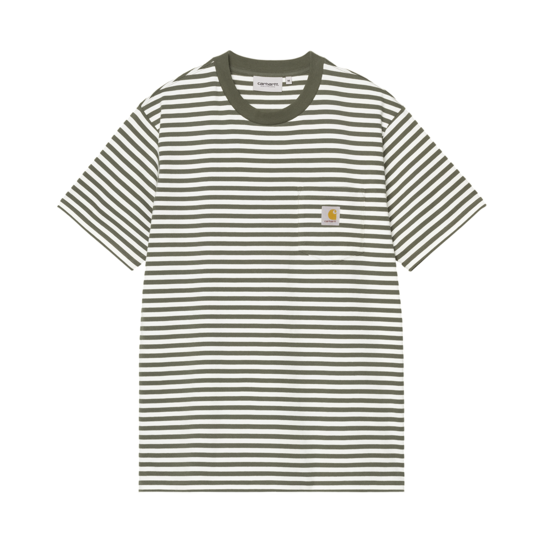 칼하트 WIP 숏슬리브 에즈라 포켓 티셔츠 에즈라 스트라이프 리프 왁스(Carhartt WIP S/S Ezra Pocket T-Shirt Ezra Stripe Leaf Wax) - 1