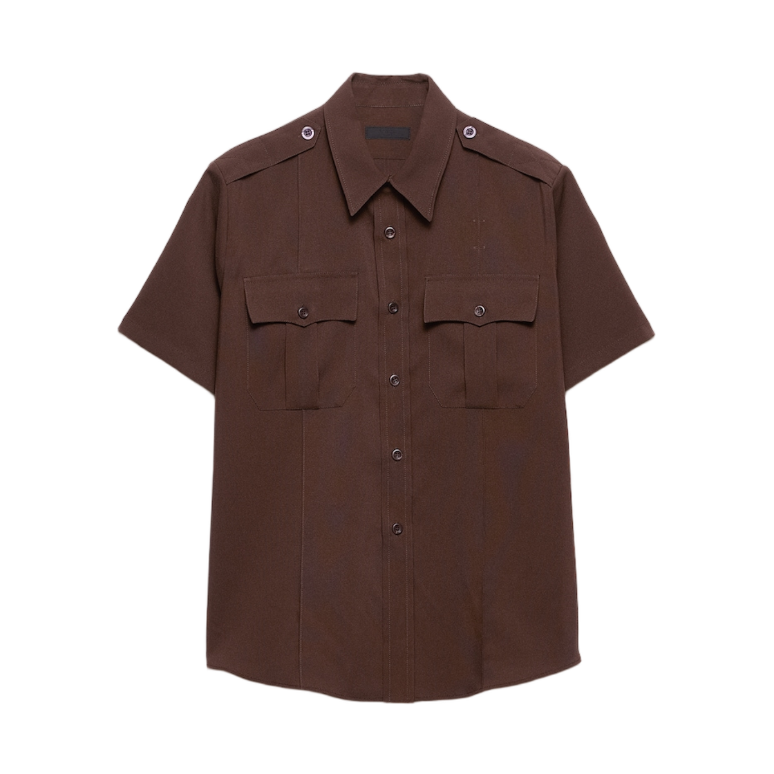 UCS541-18T3-F0324 Prada Short-Sleeved Technical Fabric Shirt Cocoa Brown