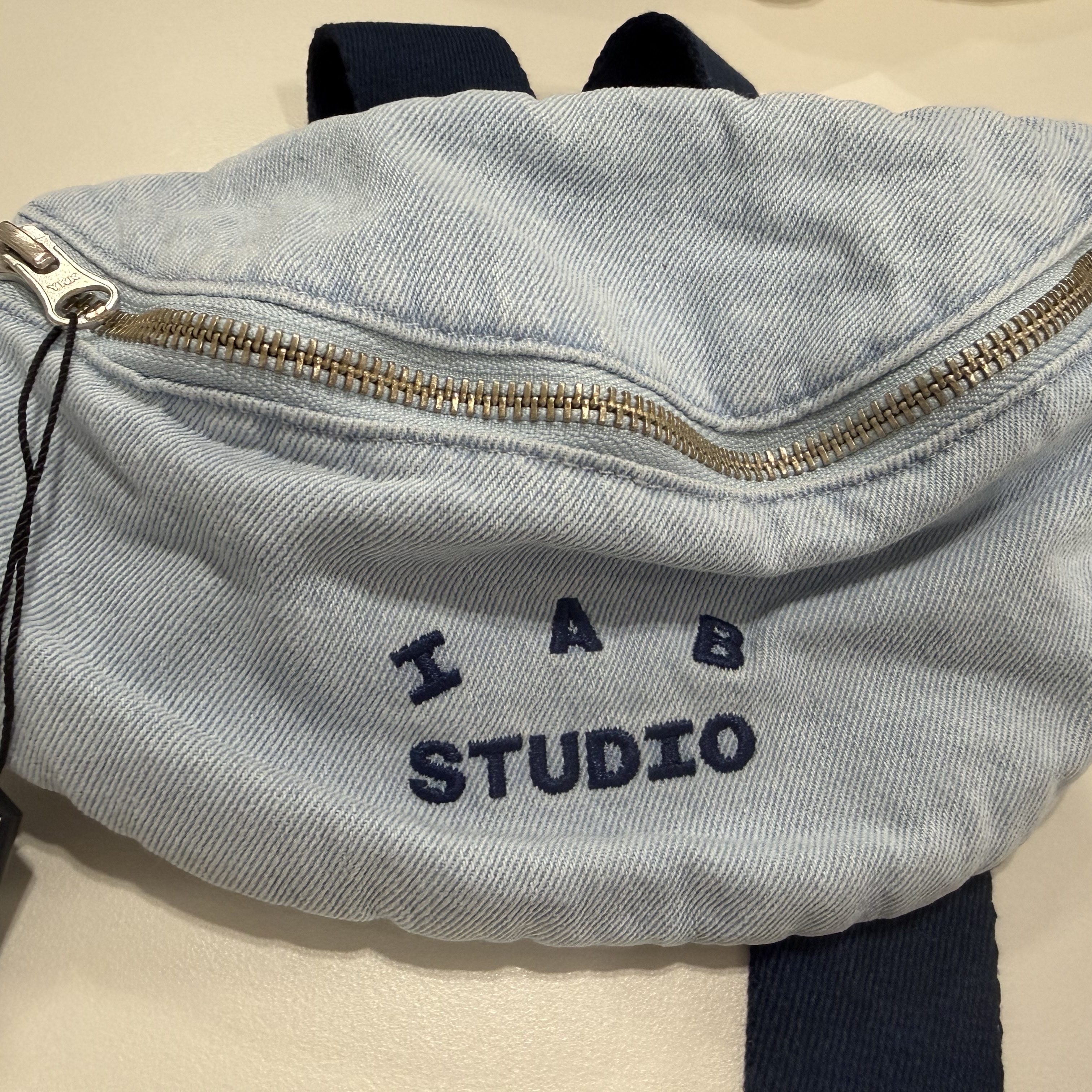 IAB Studio Denim Hip Sack Blue 착용 스타일
