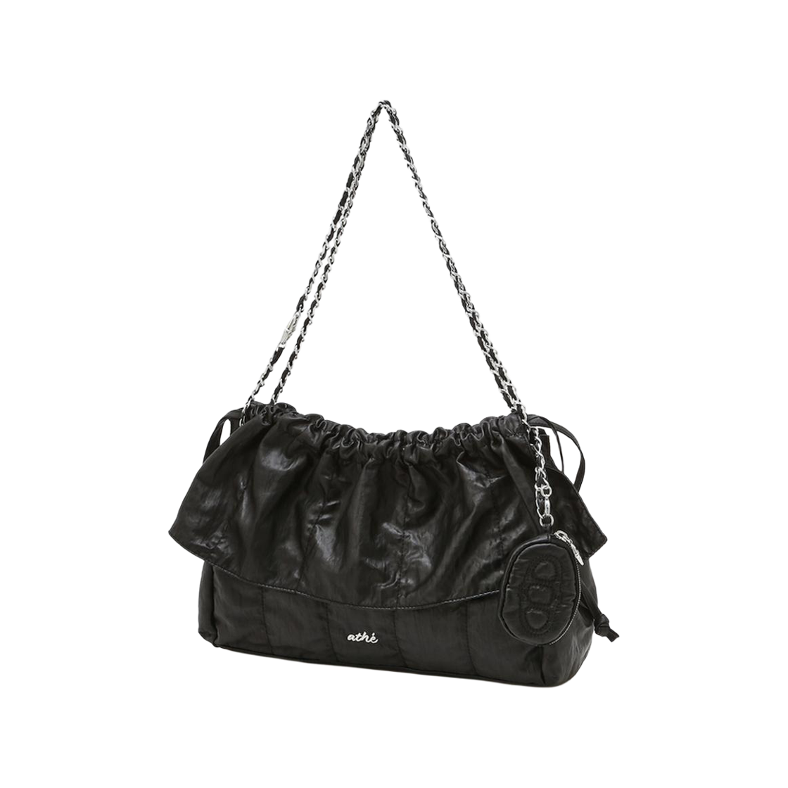 AABA6E720BK Athe Vanessabruno Acc Frill Black Dupeskin Shoulder Bag M Black