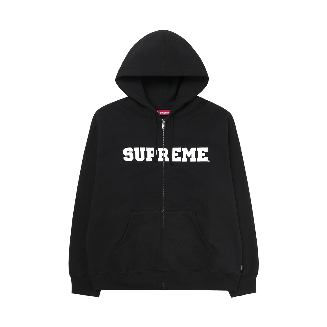- Supreme Collegiate Applique Zip Up Hooded Sweatshirt Black - 25FW