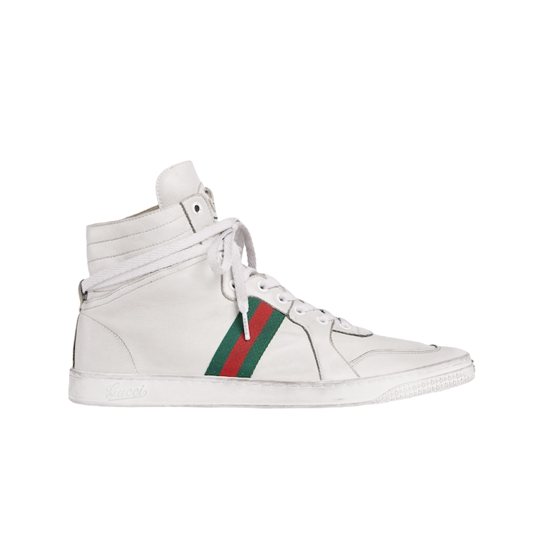 864414-AAGFF-9099 Gucci Stretch High Top Sneakers White