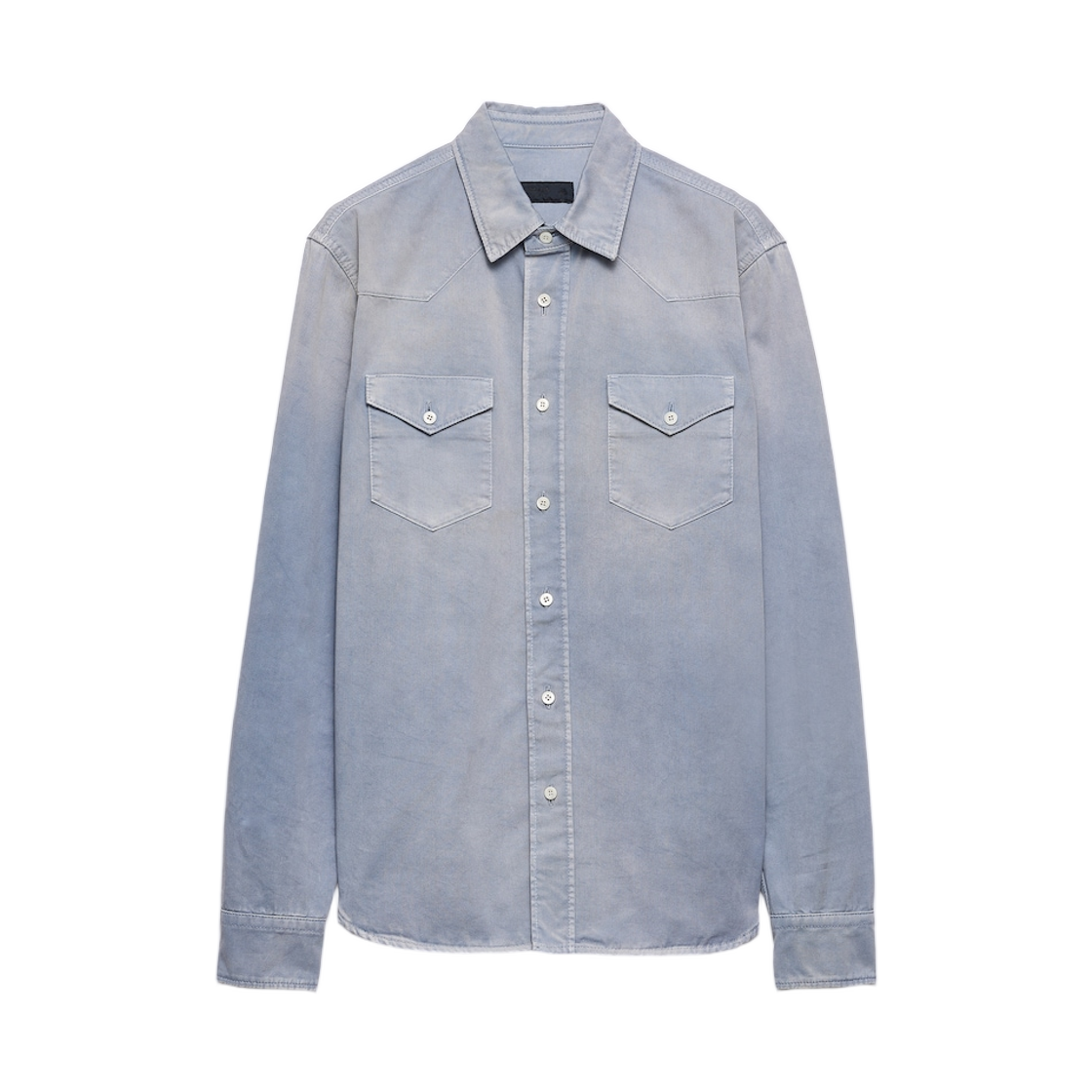 GEC115-18PF-F0E1Y Prada Gabardine Shirt Blue Gray
