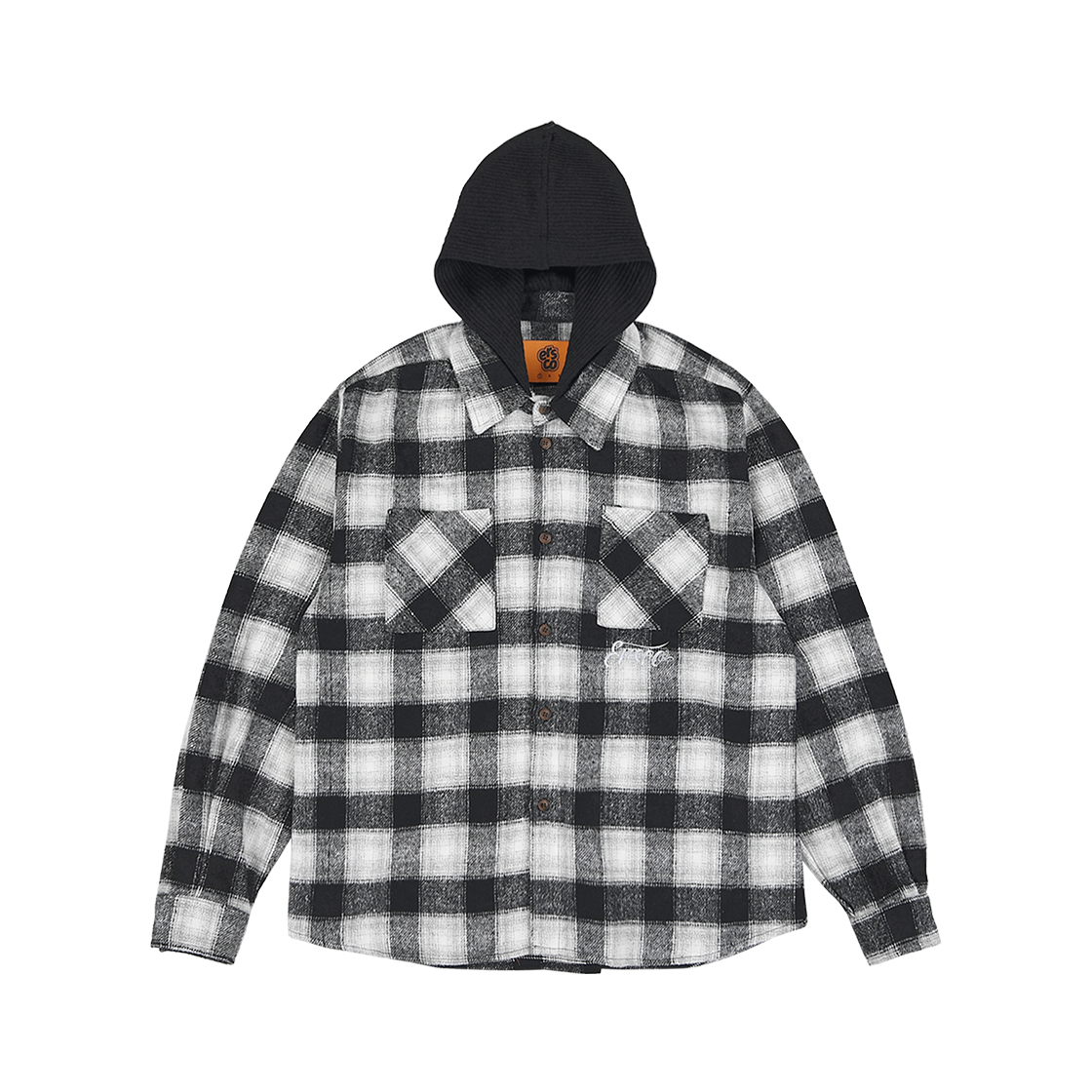 이알에스코 플레이드 후드 셔츠 블랙(ersco Plaid Hoodie Shirt Black)