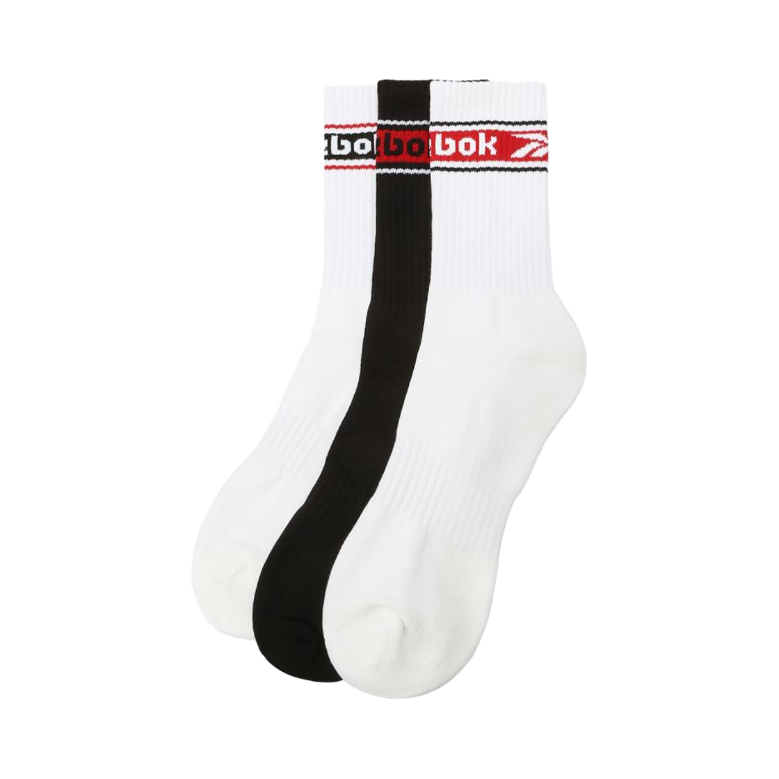 리복 그래픽 크루 삭스 화이트 블랙 (3개입)(Reebok Graphic Crew Socks White Black (3 Pack))
