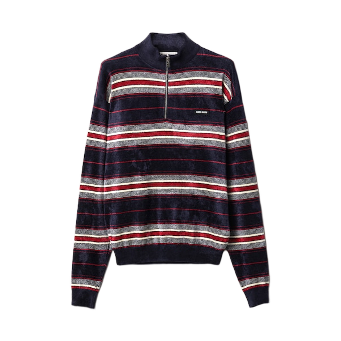 MMR465-185M-F0008 (W) Miu Miu Chenille Half Zipper Sweater Navy