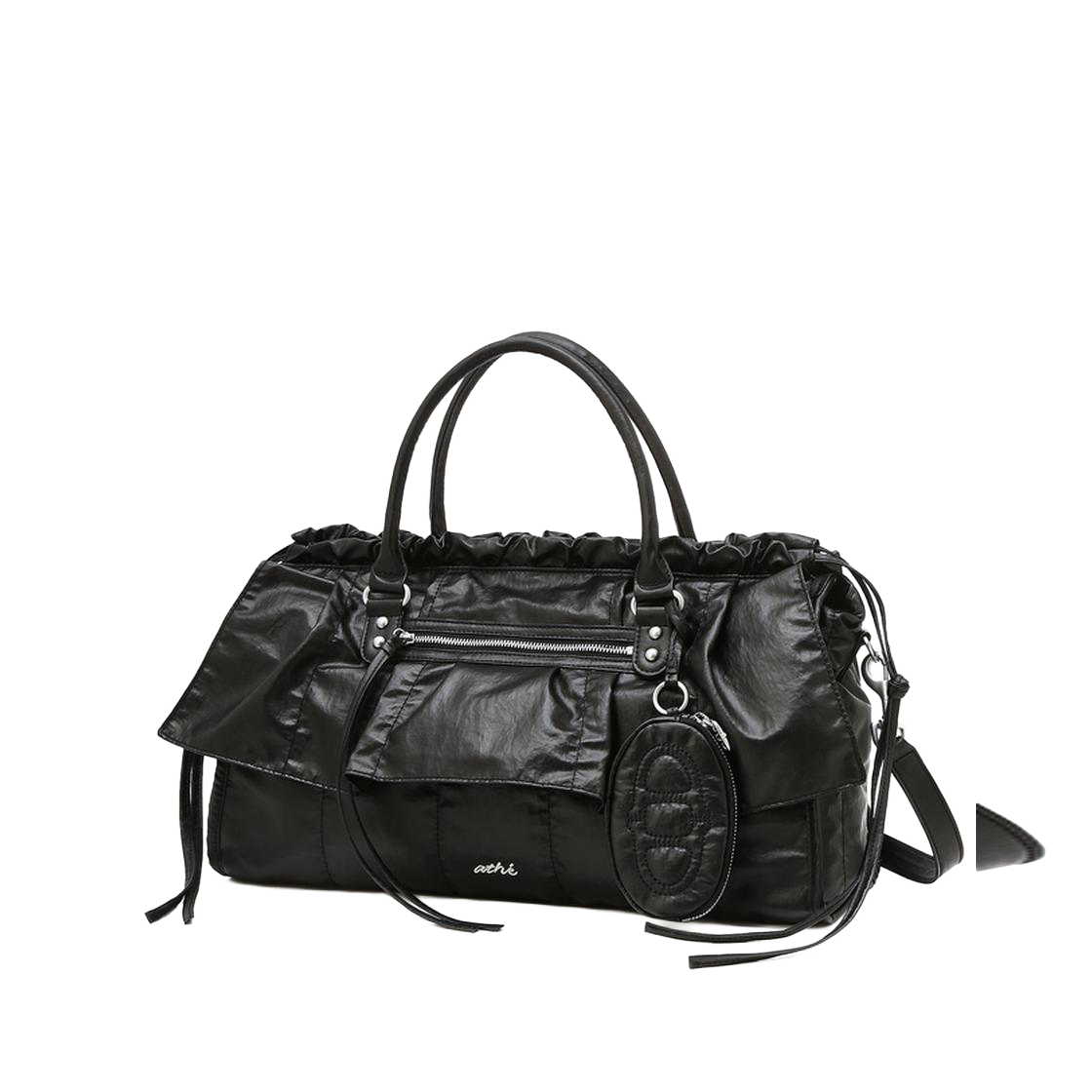 AABA6E730BK Athe Vanessabruno Acc Frill Black Dupeskin Frill Tote Bag M Black