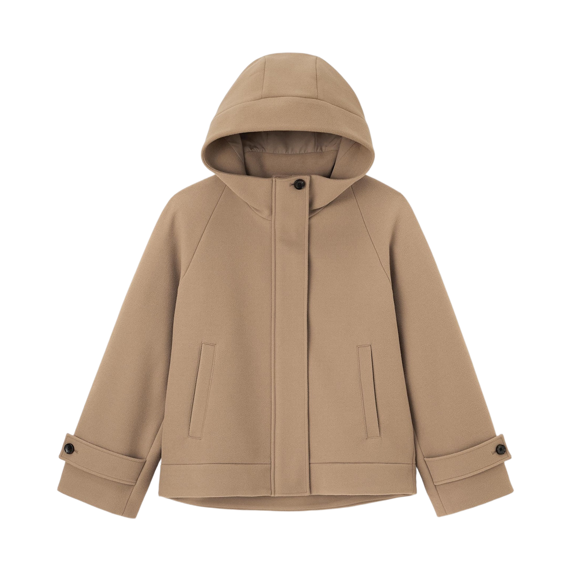 (W) GU 코지 멜튼 후드 숏 코트 브라운((W) GU Cozy Melton Hooded Short Coat Brown) - 1