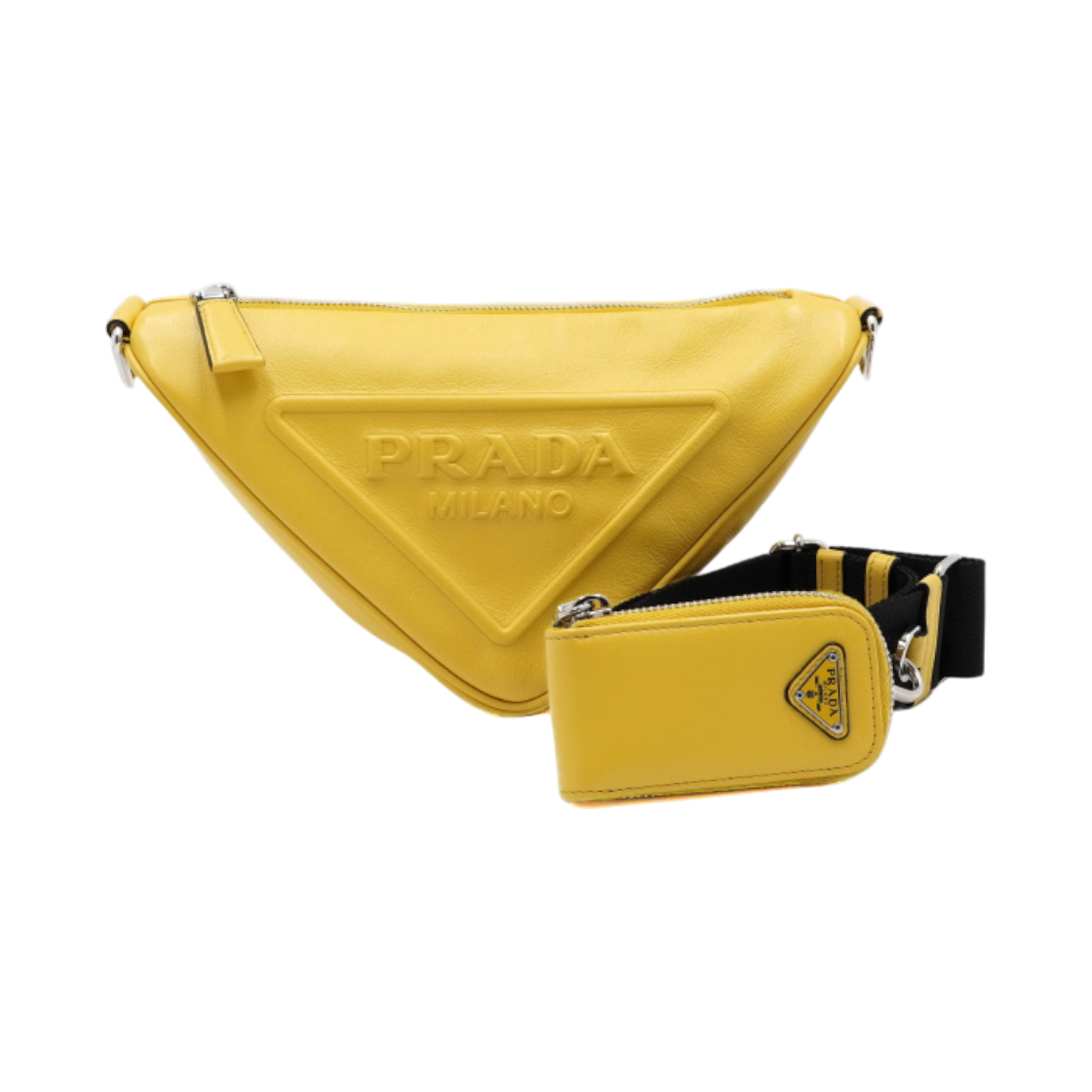 프라다 1BH190 옐로우레더 삼각로고 트라이앵글 숄더백 겸 크로스백aa59946(Prada Yellow Leather Triangle Logo Shoulder and Crossbody Bag) - 1