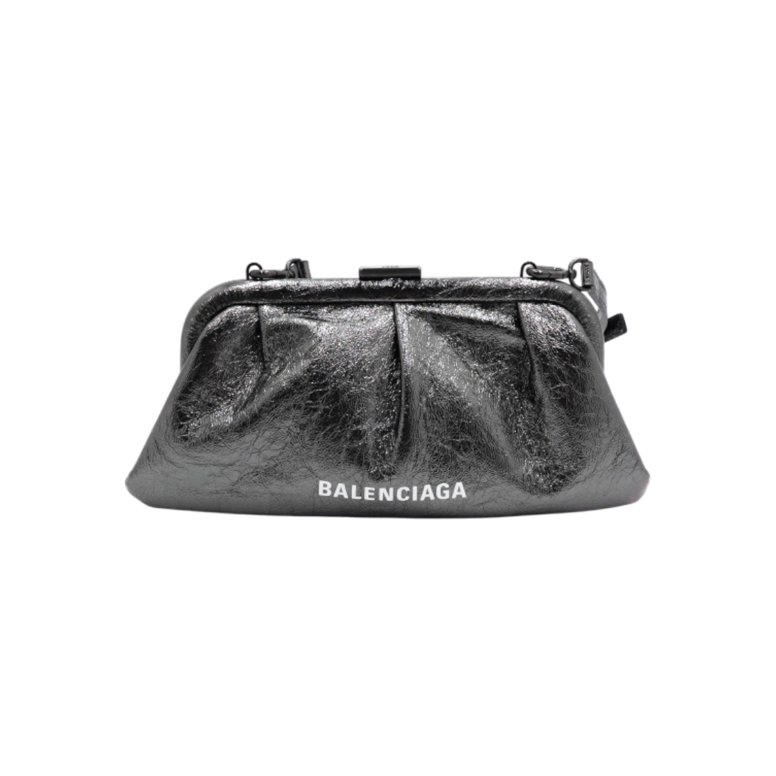 발렌시아가 618895 메탈릭 실버 클라우드 XS 키스락 여성 크로스백aa59870(Balenciaga Metallic Silver Cloud XS Kiss Lock Crossbody Bag)