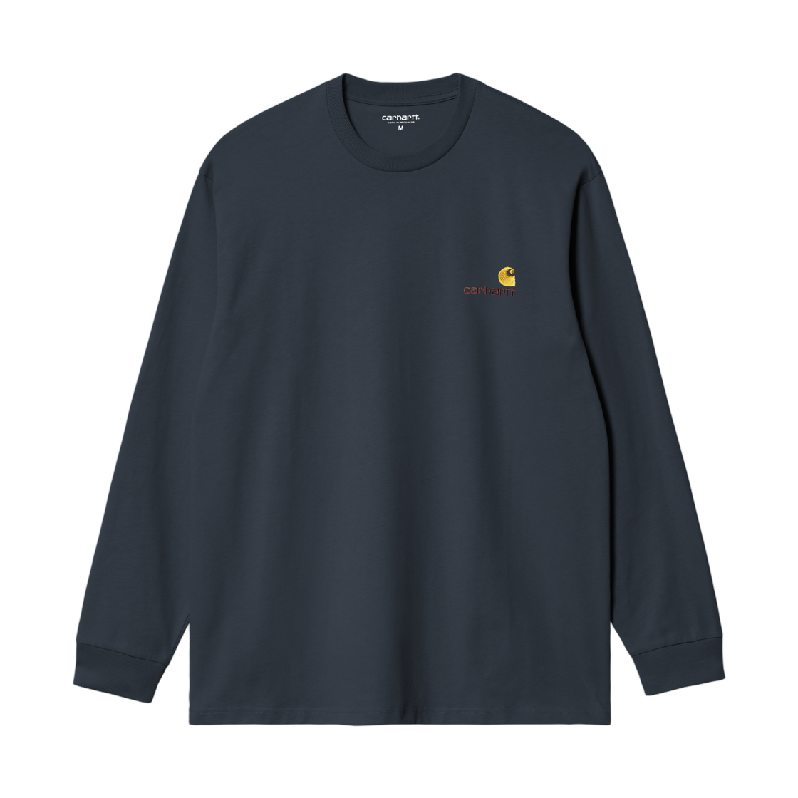 I029955-J0-XX Carhartt WIP L/S American Script T-Shirt Deep Night
