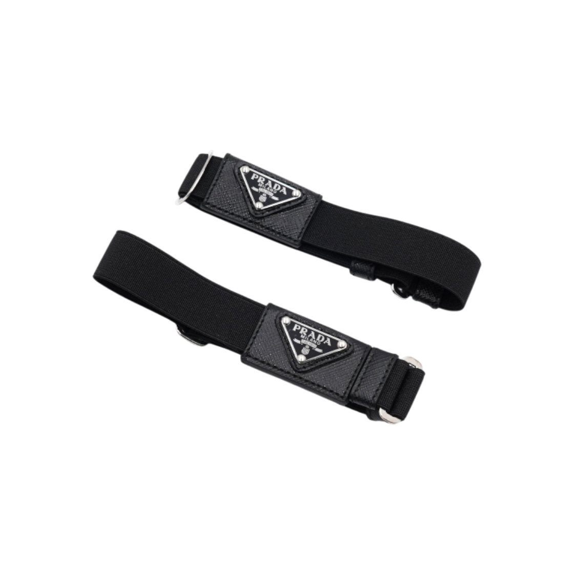 ITQBVOFKRA6A Prada Black Silver Triangle Logo Unisex Arm Band AA59671