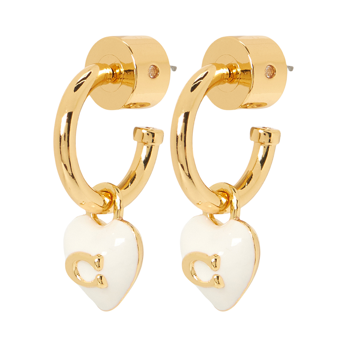 (W) 코치 하트 허기 이어링 골드((W) Coach Heart Huggie Earrings Gold)