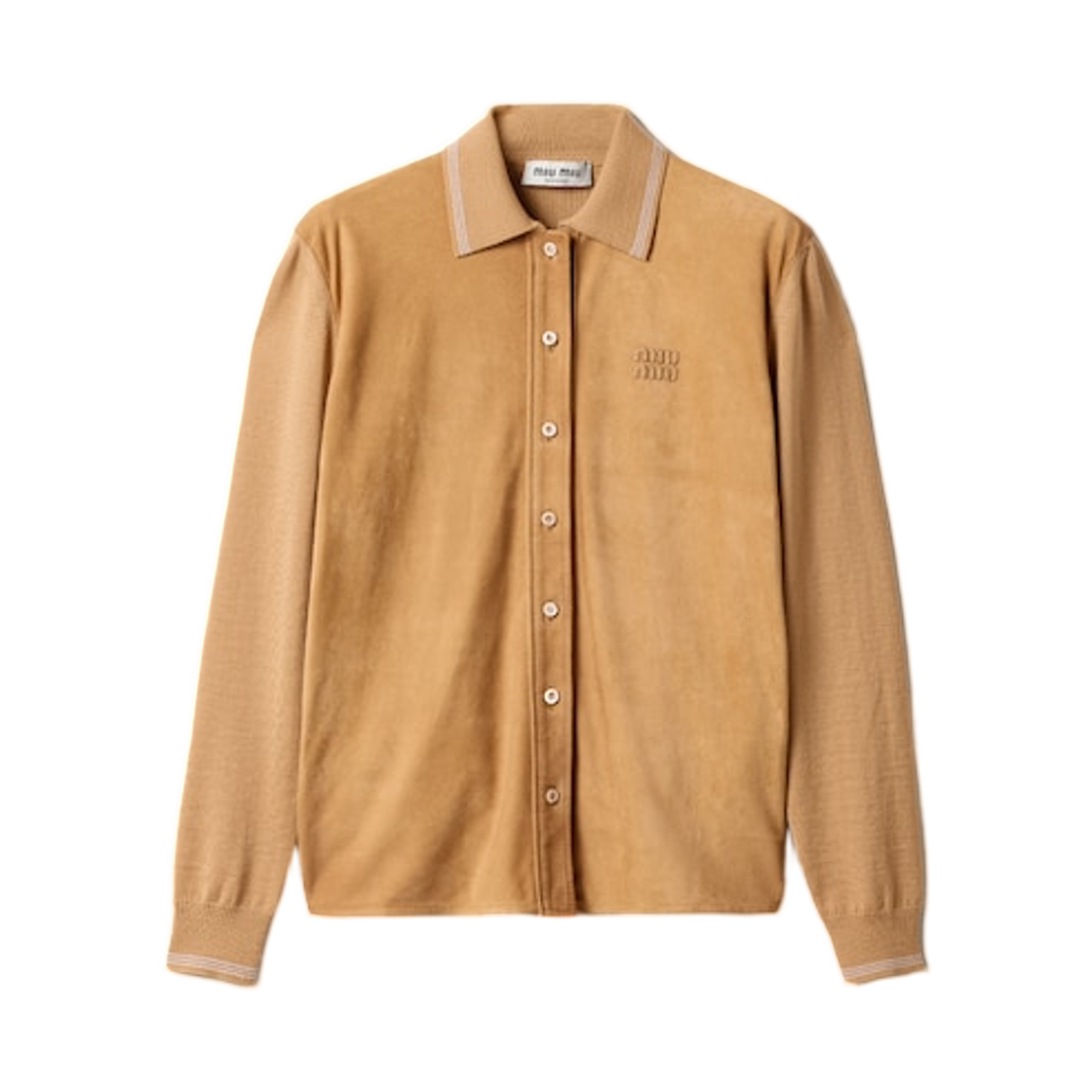 MMF01R-18TK-F0040 (W) Miu Miu Wool And Suede Shirt Camel Brown