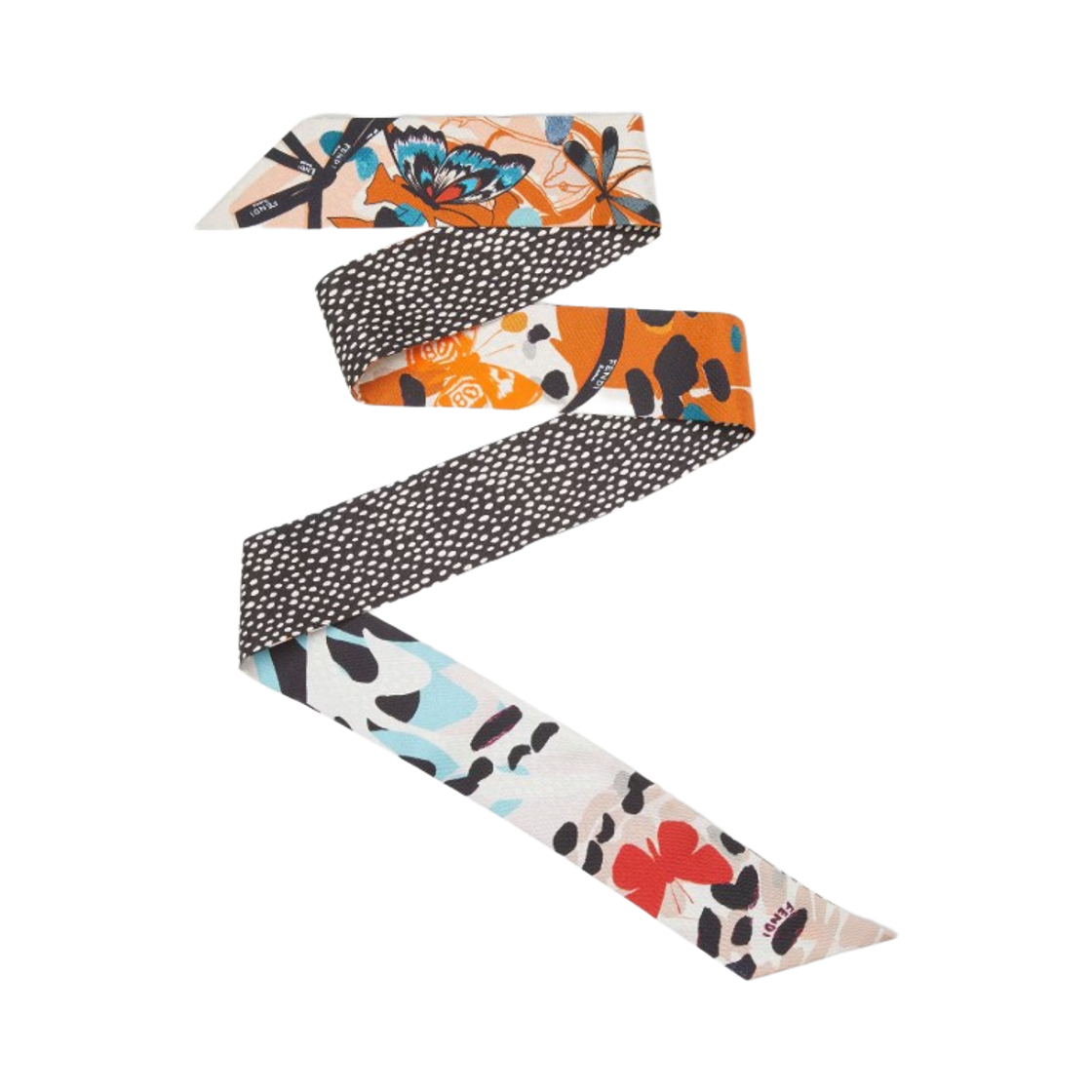(W) 펜디 옵티컬 래피 실크 초커 스카프 오렌지((W) Fendi Optical Wrappy Silk Choker Scarf Orange)