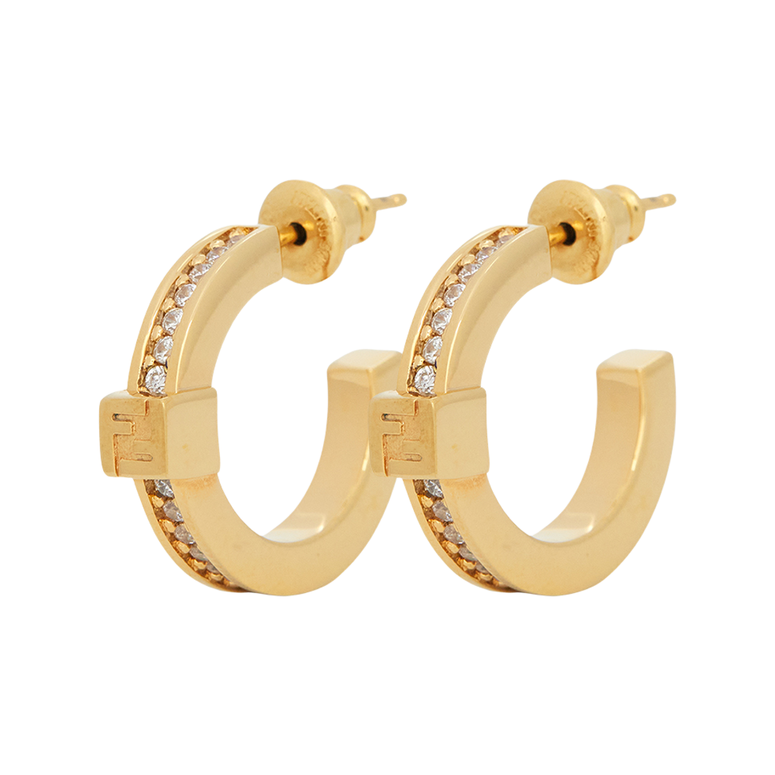 (W) 펜디 포에버 후프 이어링 골드((W) Fendi Forever Hoop Earrings Gold)