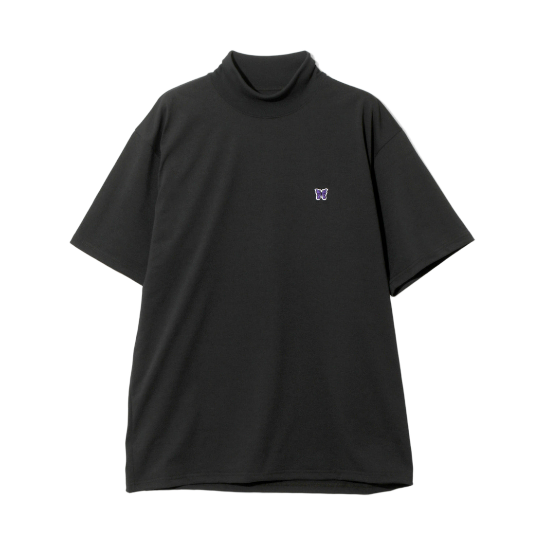 SX448C Needles Short Sleeve Mock Neck T-Shirt Poly Jersey Black
