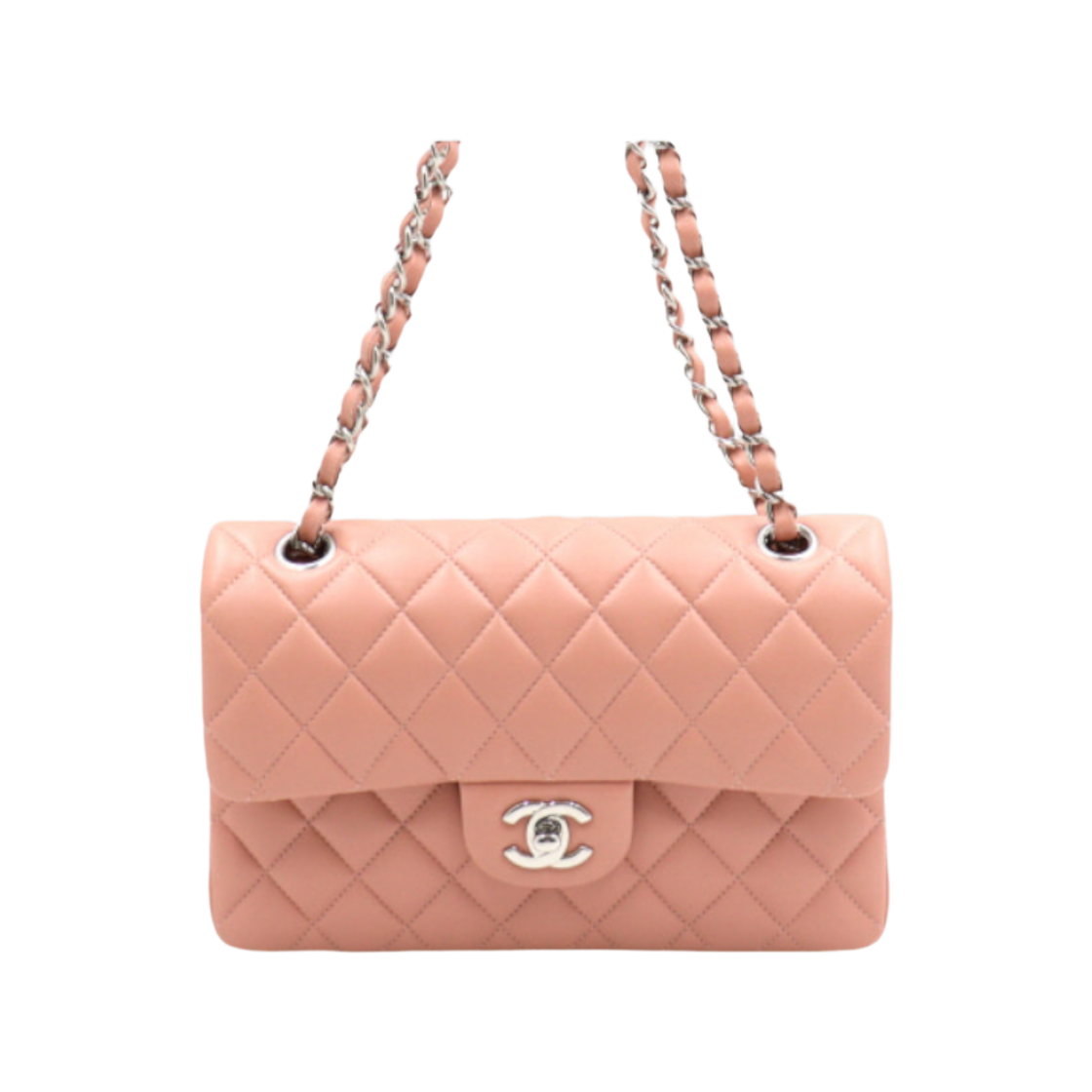 ITUK9H9DQK59 Chanel Classic Small Flap Bag in Pink Lambskin with CC Chain