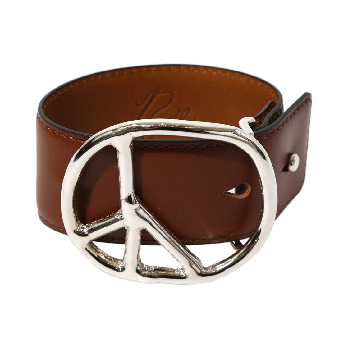 SX028A Needles Peace Buckle Bracelet Steer Lthr.Brown