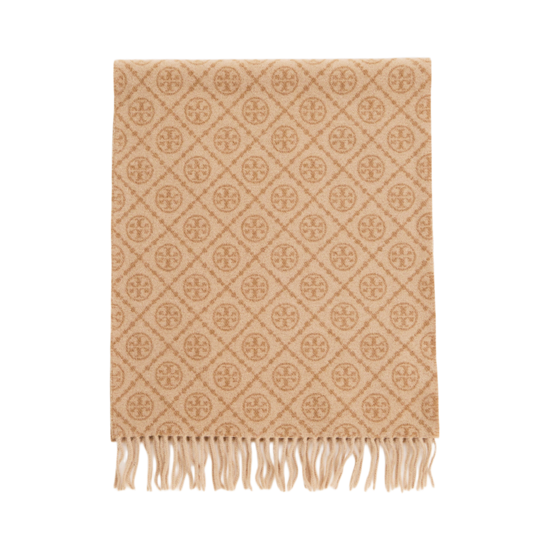 164571-250 (W) Tory Burch T Monogram Oblong Muffler Camel
