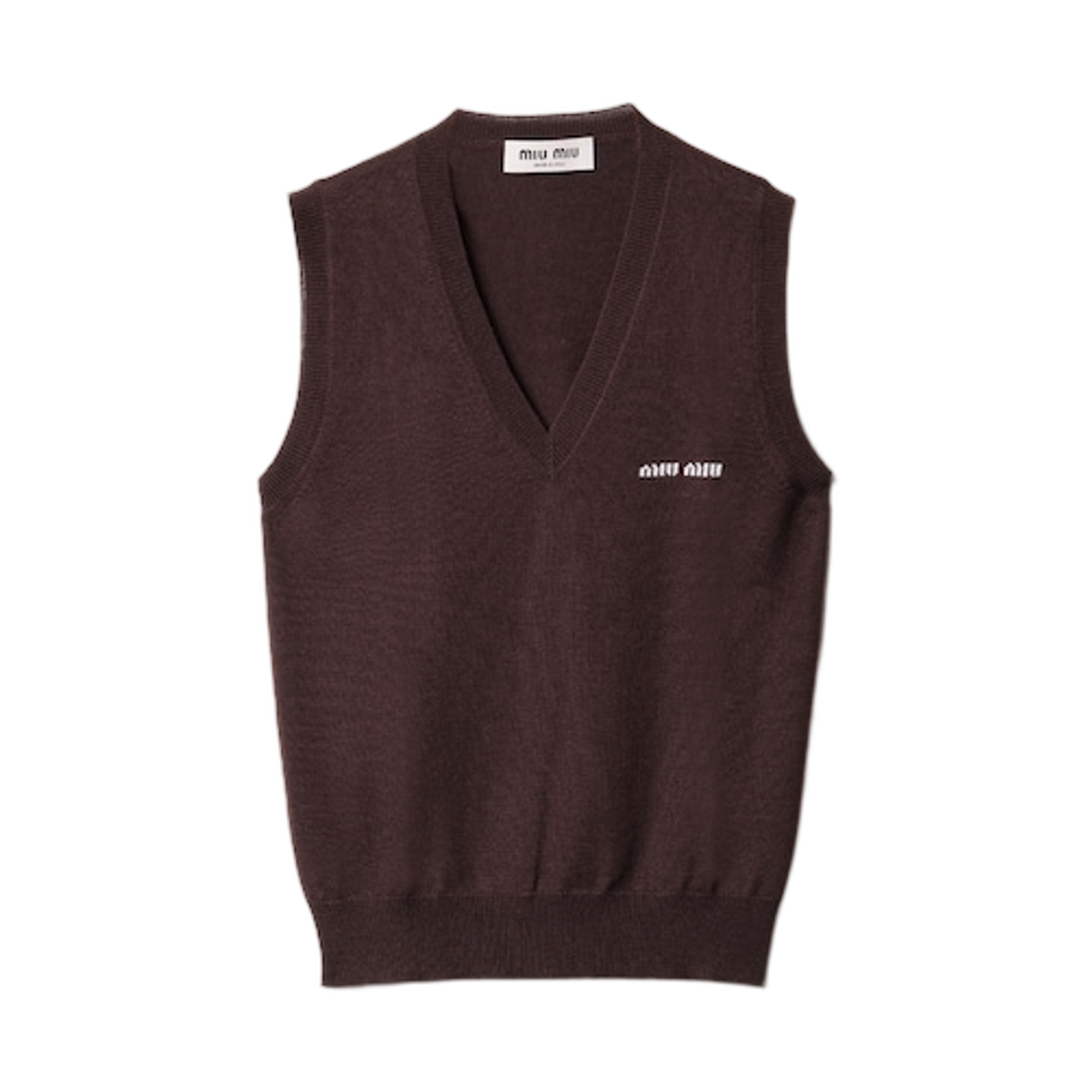 MMV209-14RH-F0324 (W) Miu Miu Wool Sweater Vest Cocoa Brown
