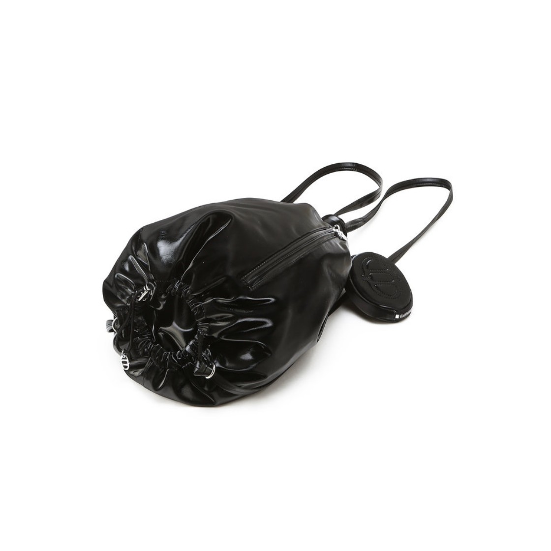 아떼 바네사브루노 액세사리 봉봉 블랙 글로시 숄더백 겸 백팩 M AABA6F130BK(Athe Vanessabruno Acc Bonbon Black Glossy Shoulder & Backpack M Black) - 4