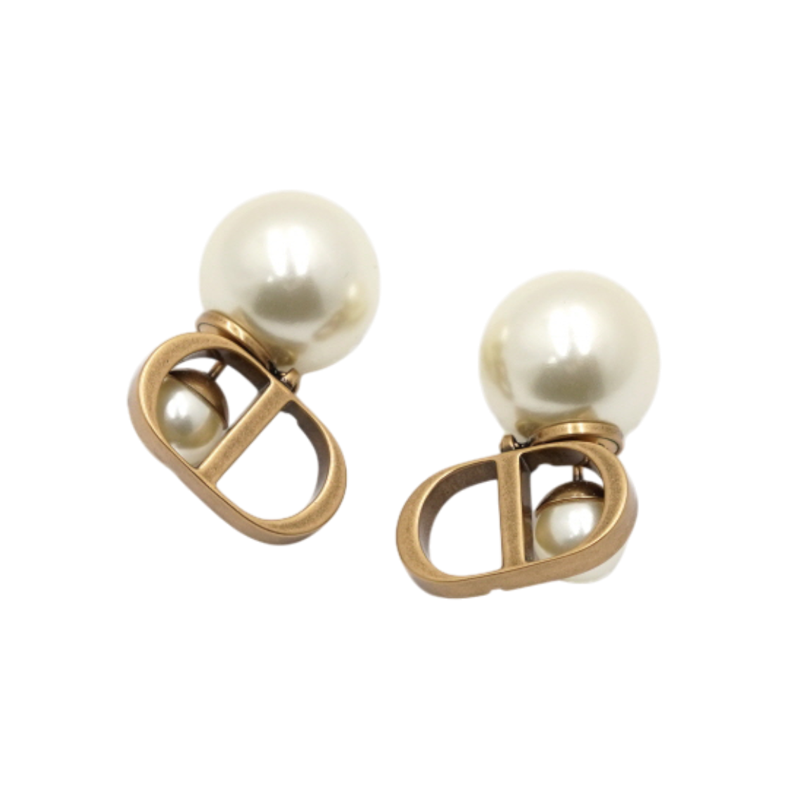 디올 E1293TRIRS_D908 트라이벌 엔틱 펄 장식 여성 이어링 aa59917(Dior Tribal Antique CD Pearl Women's Earrings) - 1