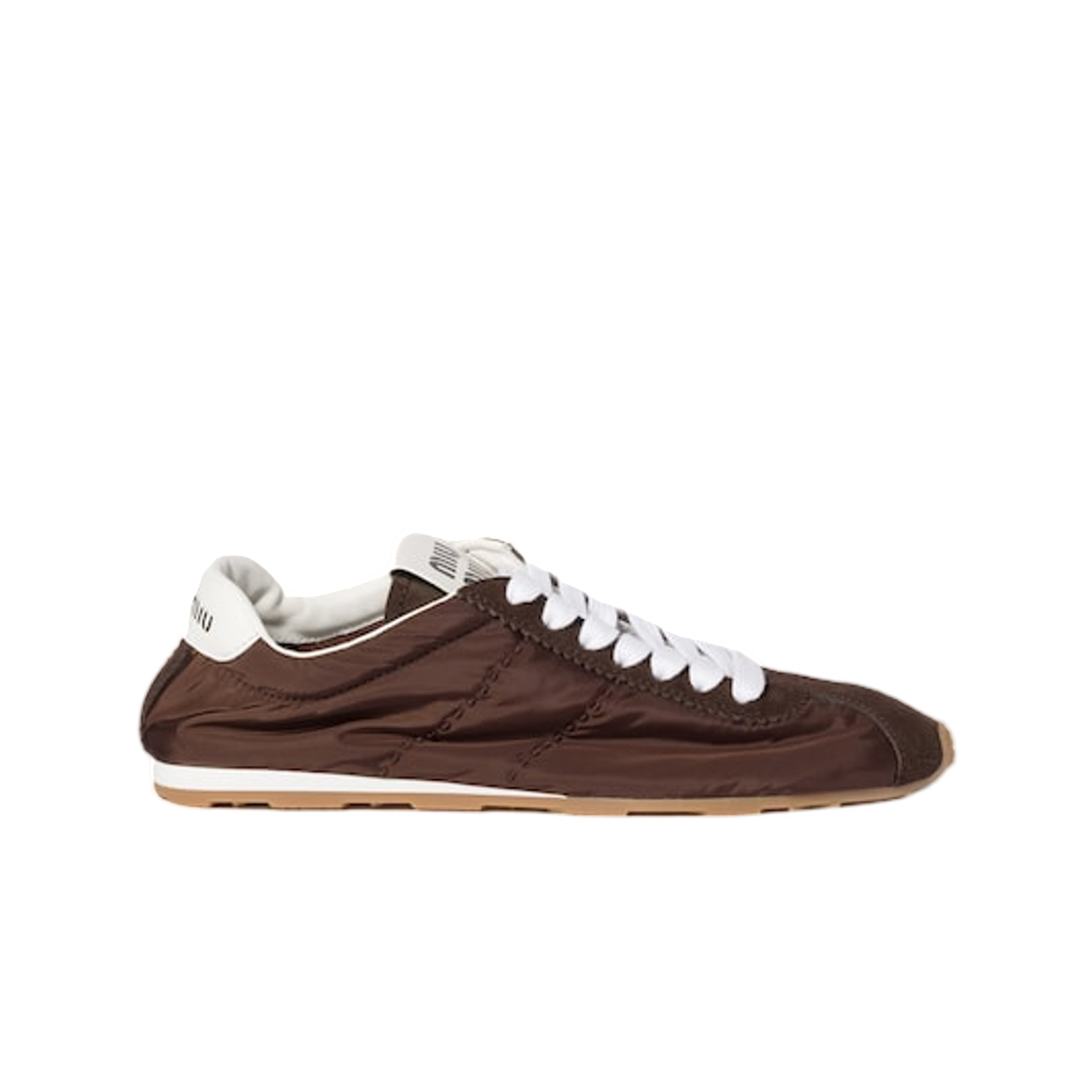 5E114E-D7C-F0038 (W) Miu Miu Plume Technical Fabric And Suede Sneakers Sienna