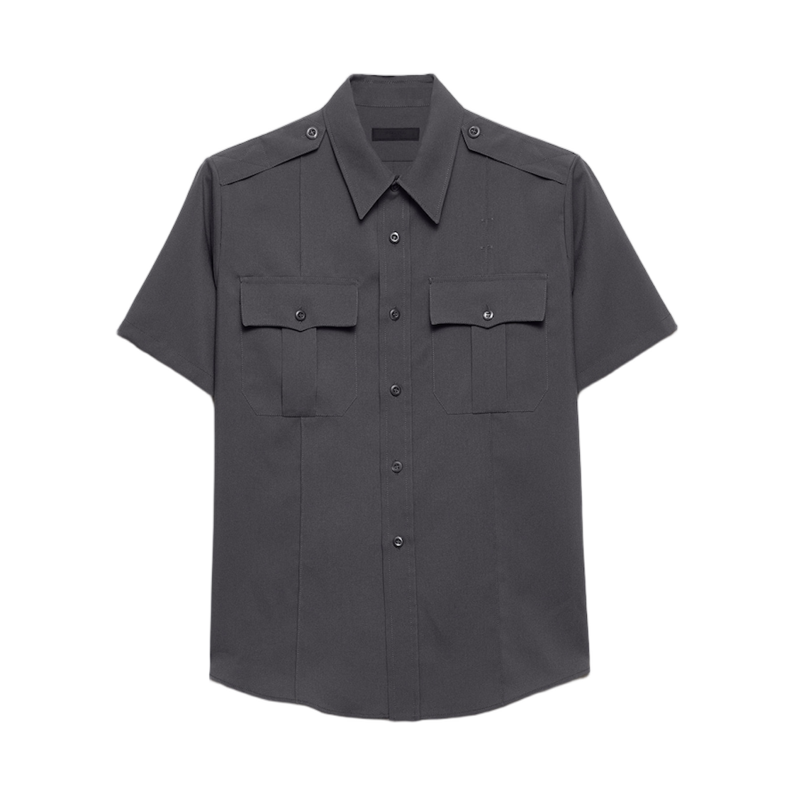 UCS541-18T3-F0D65 Prada Short-Sleeved Technical Fabric Shirt Iron Gray