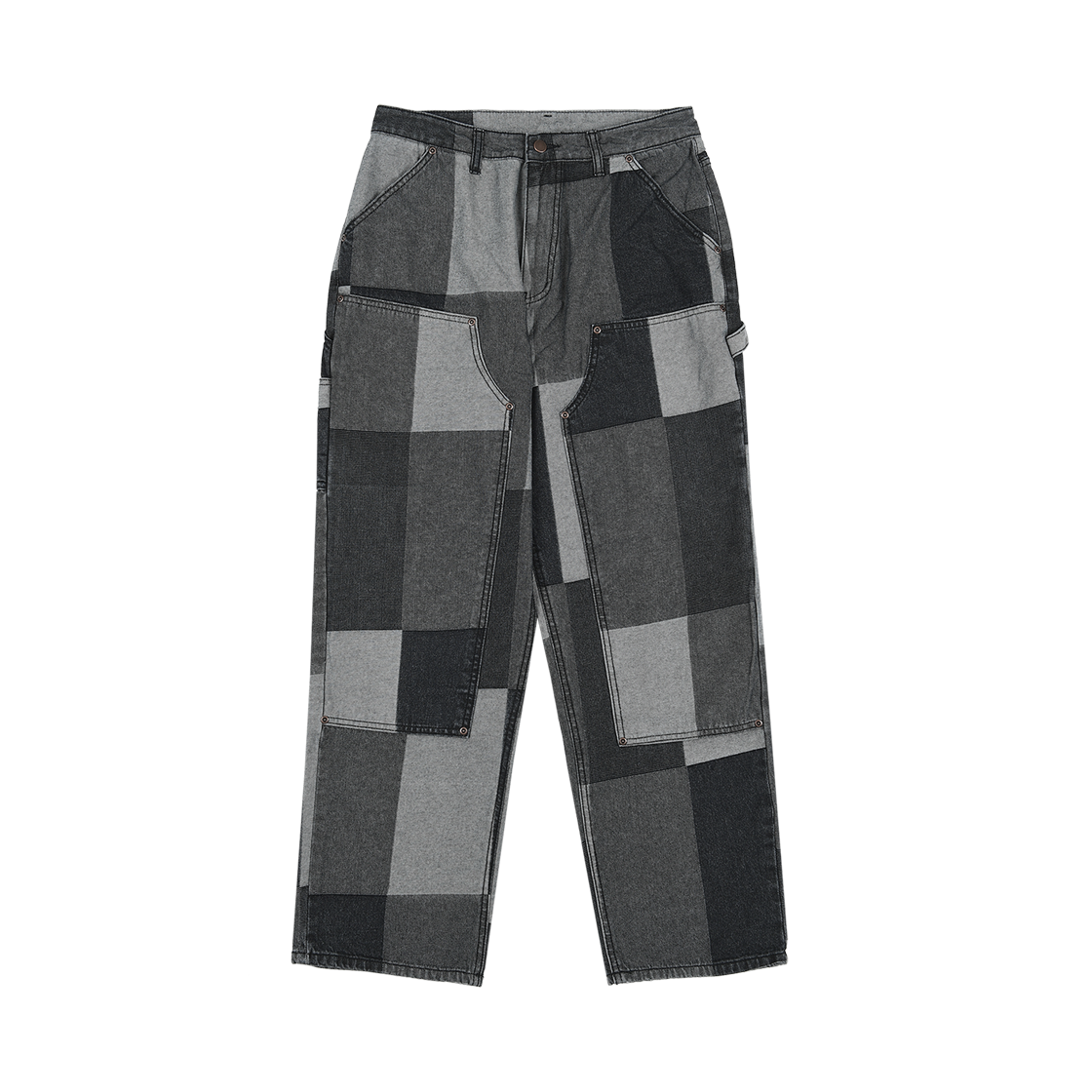 이알에스코 자카드 패치워크 더블 니 팬츠 블랙(ersco Jacquard Patchwork Double Knee Pants Black)