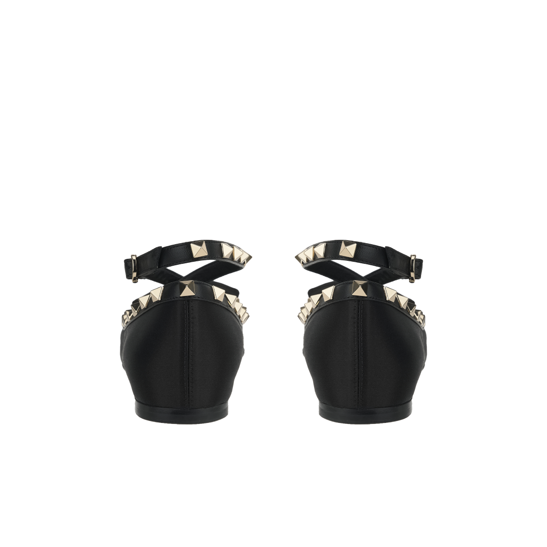 (W) 발렌티노 락스터드 새틴 발레리나 블랙((W) Valentino Rockstud Satin Ballerina Black) - 6
