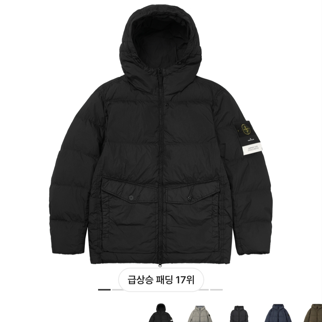 Stone Island 4100011 Crinkle Reps NY Recycled Nylon Hooded Down Jacket Black - 25FW 착용 스타일