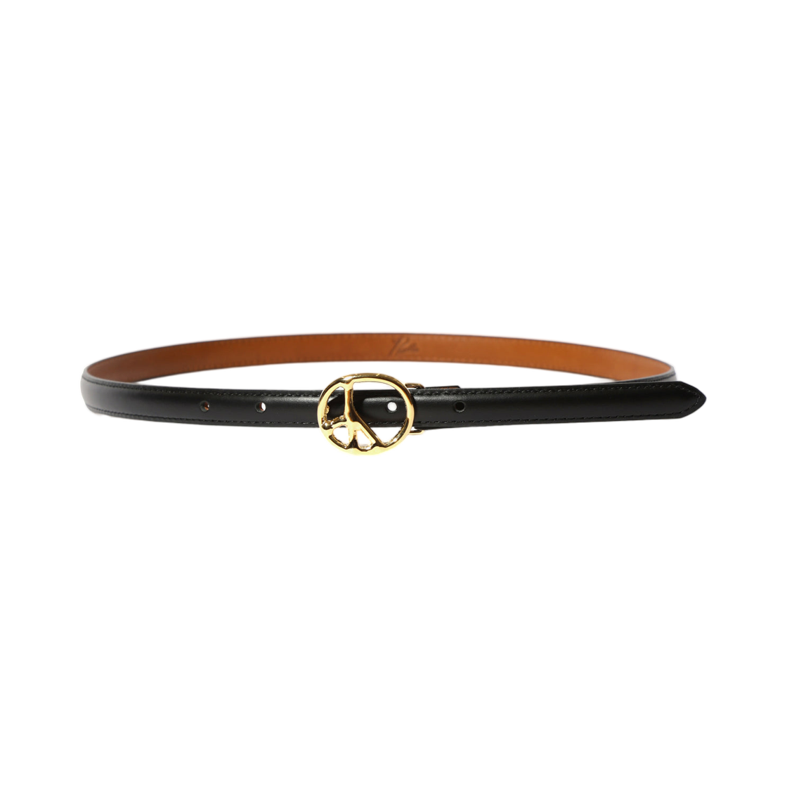 니들스 피스 버클 내로우 벨트 스티어 블랙(Needles Peace Buckle Narrow Belt Steer Black)
