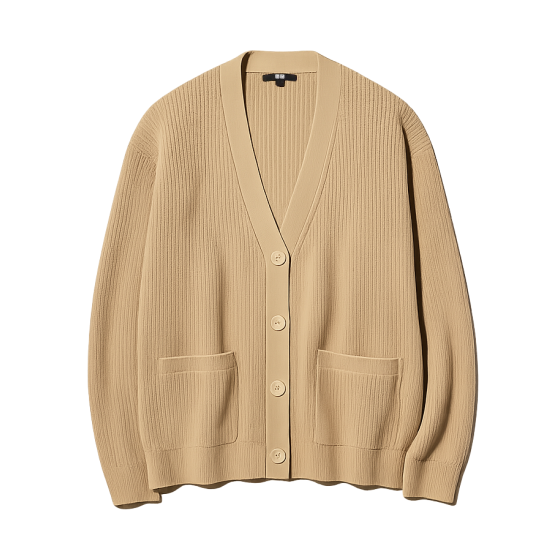 (W) 유니클로 릴렉스드 브이넥 가디건 베이지 - JP((W) Uniqlo Relaxed V-Neck Cardigan Beige - JP)
