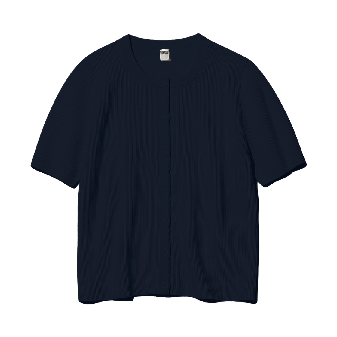 (W) 유니클로 스캘럽드 크루넥 가디건 네이비 - JP((W) Uniqlo Scalloped Crewneck Cardigan Navy - JP)