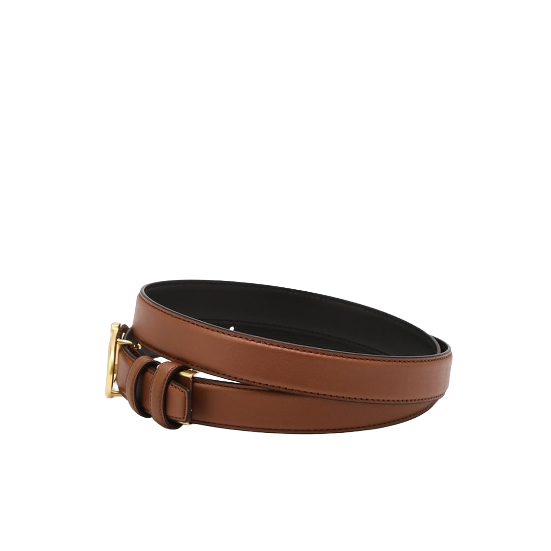 AABE6E003W2 Athe Vanessabruno Acc 25Mm Brown Matte Leather Double A Belt (Gold) Normal Brown