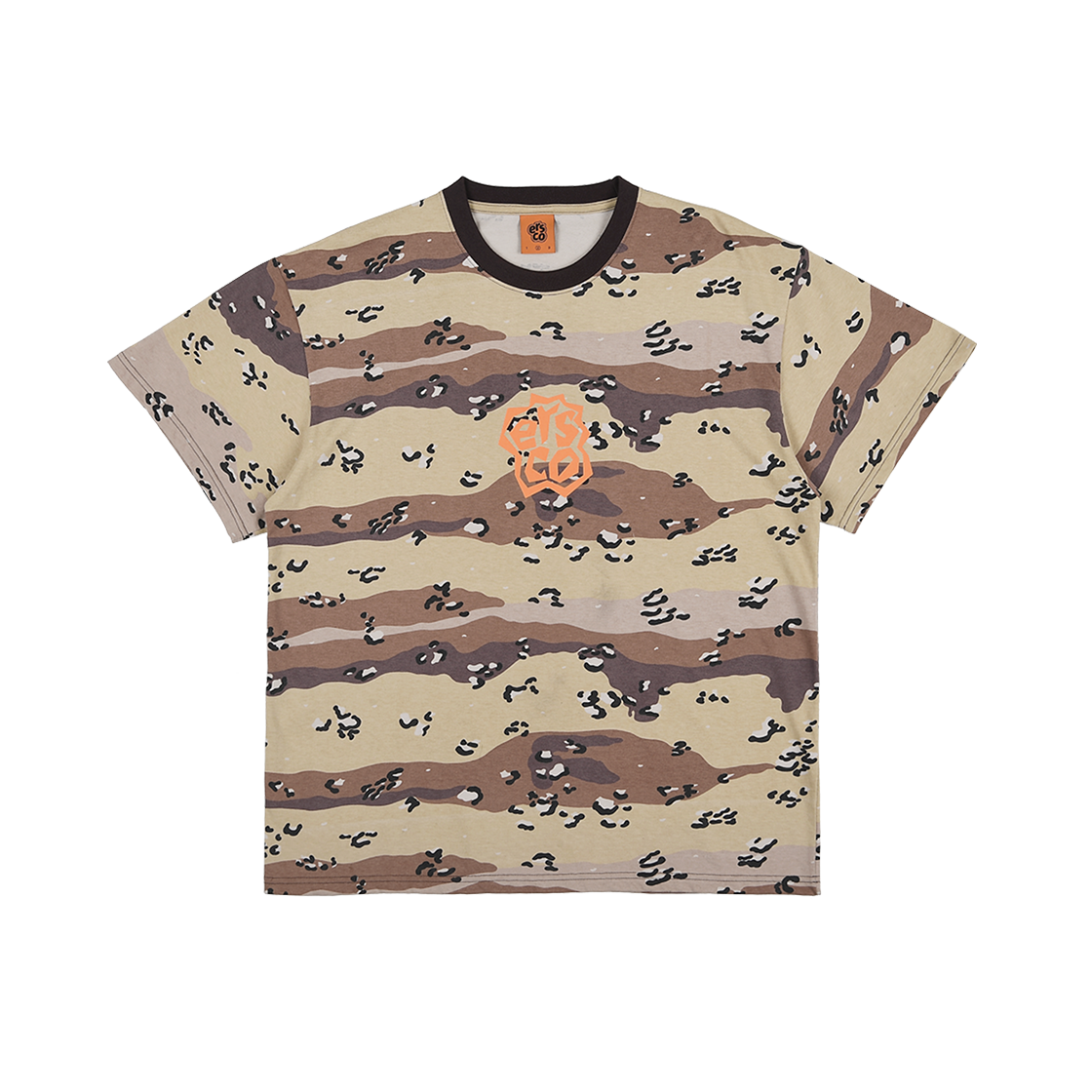 이알에스코 심장 로고 카모 티셔츠 브라운