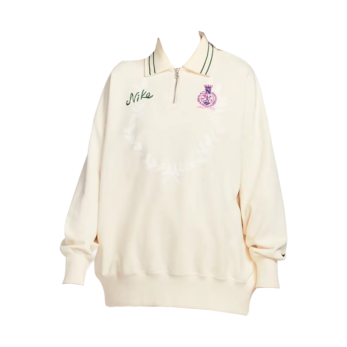 IQ3943-110 (W) Nike NSW Oversized Quarter Zip Fleece Polo Pale Ivory (IQ3943-110)