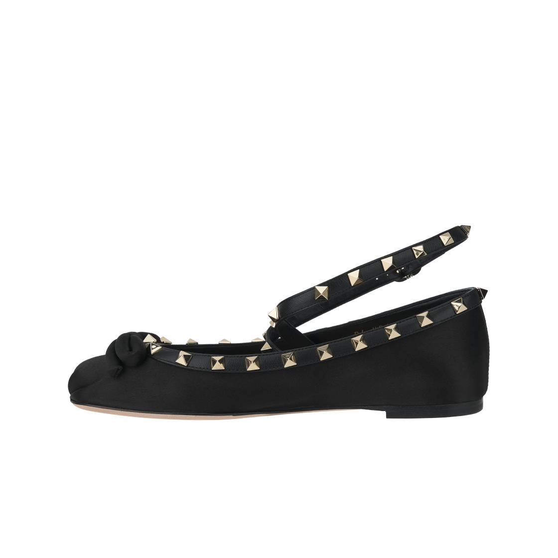 (W) 발렌티노 락스터드 새틴 발레리나 블랙((W) Valentino Rockstud Satin Ballerina Black) - 3