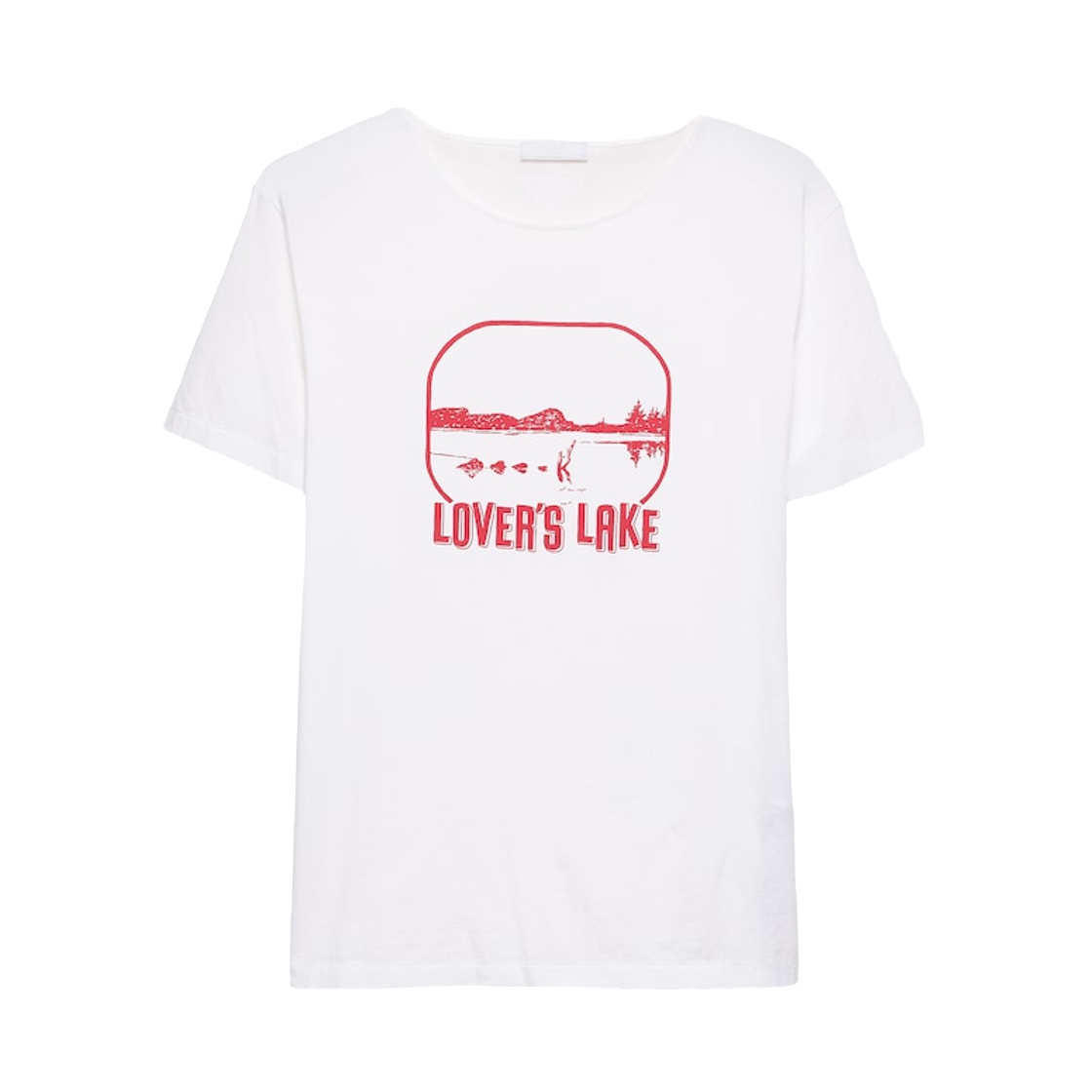 UJN974-1859-F0970 Prada Printed Cotton T-Shirt White Red