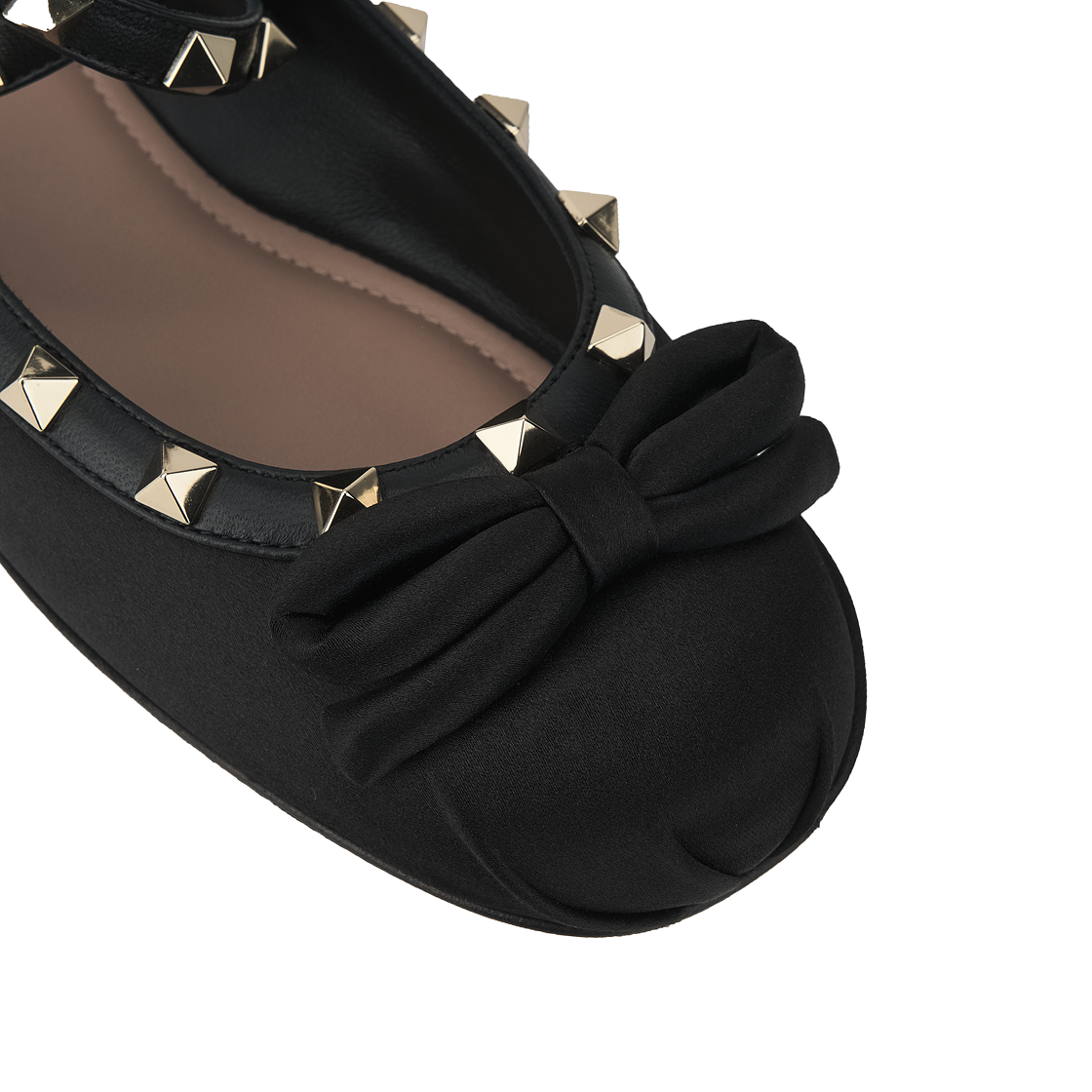 (W) 발렌티노 락스터드 새틴 발레리나 블랙((W) Valentino Rockstud Satin Ballerina Black) - 7