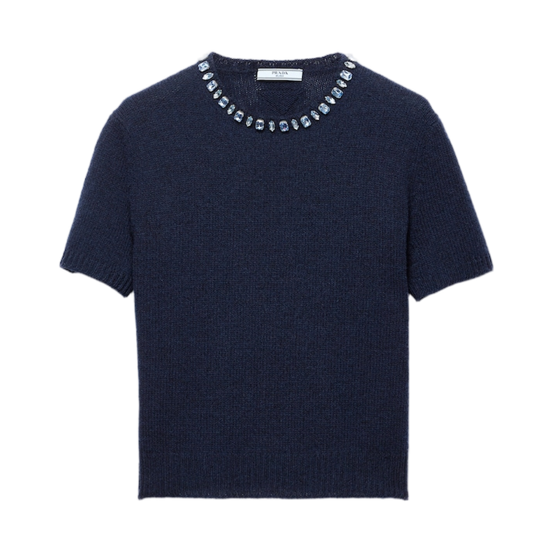 P24V2B-18M6-F0008 (W) Prada Wool and Cashmere Crew-Neck Sweater Navy
