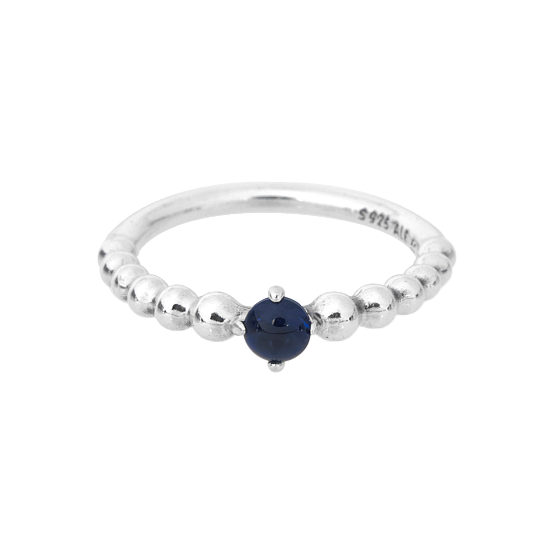 (W) 판도라 셉템버 비디드 링 스털링 실버 씨 블루((W) Pandora September Beaded Ring Sterling Silver Sea Blue) - 1